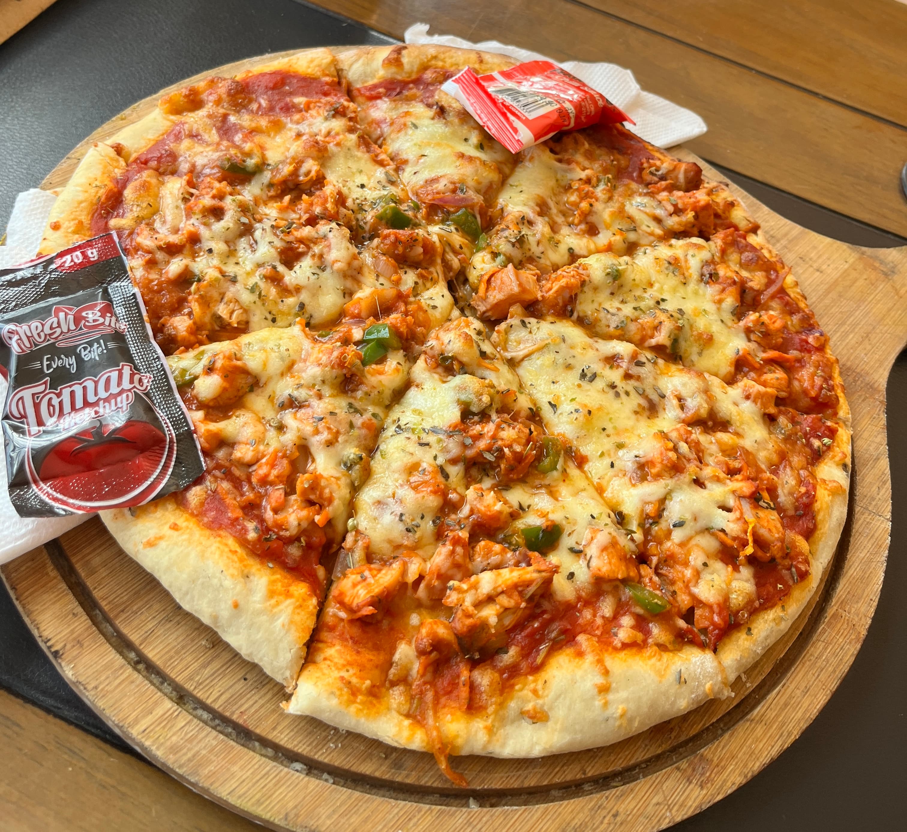 Pizza by the water at White Sand Beach